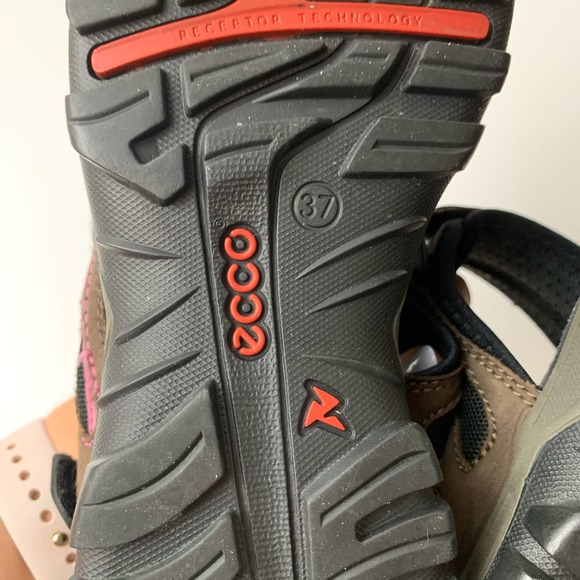 Ecco Sandals Size 37 Brown Pink Arch Support Anatomical Wave Footbed - Picture 6 of 11